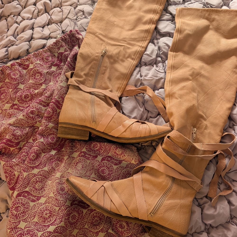 Women's Tan Knee-High Boots - Picture 3 of 10